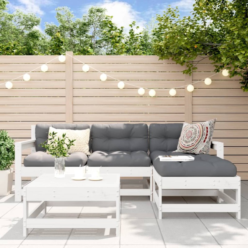 vidaXL 5-tlg. Garten-Lounge-Set Weiß Massivholz Kiefer vidaXL 5-tlg. Garten-Lounge-Set Weiß Massivholz Kiefer