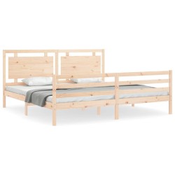 vidaXL Massivholzbett mit Kopfteil