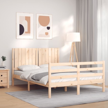 vidaXL Massivholzbett mit Kopfteil