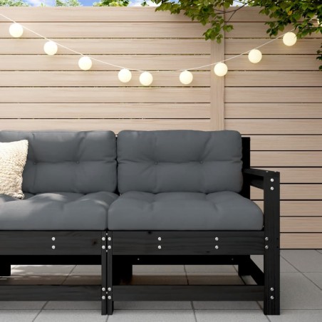 vidaXL Garten-Ecksofa Schwarz Massivholz Kiefer