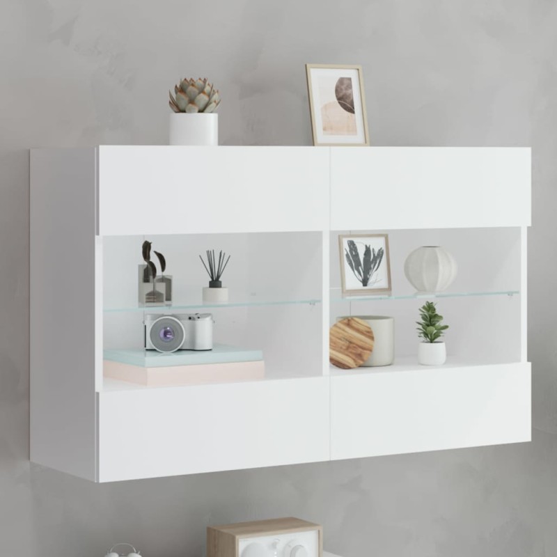 vidaXL TV-Wandschrank mit LED-Leuchten Weiß 98,5x30x60,5 cm vidaXL TV-Wandschrank mit LED-Leuchten Weiß 98,5x30x60,5 cm