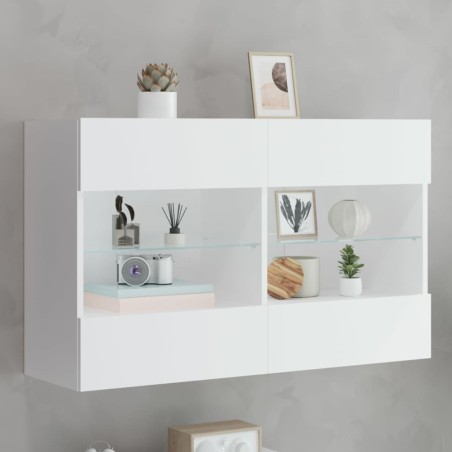 vidaXL TV-Wandschrank mit LED-Leuchten Weiß 98,5x30x60,5 cm