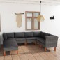 8-tlg. Garten-Lounge-Set mit Kissen Poly Rattan Grau 8-tlg. Garten-Lounge-Set mit Kissen Poly Rattan Grau