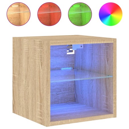vidaXL TV-Wandschrank mit LED-Leuchten Sonoma-Eiche 30x28,5x30 cm