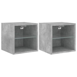 vidaXL TV-Wandschränke mit LED-Leuchten 2 Stk. Betongrau 30x28,5x30 cm