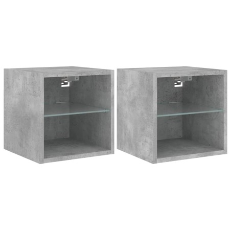 vidaXL TV-Wandschränke mit LED-Leuchten 2 Stk. Betongrau 30x28,5x30 cm