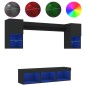 vidaXL 7-tlg. Wohnwand mit LED-Beleuchtung Schwarz Holzwerkstoff vidaXL 7-tlg. Wohnwand mit LED-Beleuchtung Schwarz Holzwerkstoff