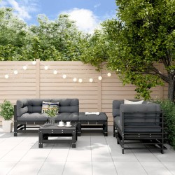 vidaXL 6-tlg. Garten-Lounge-Set Schwarz Massivholz Kiefer