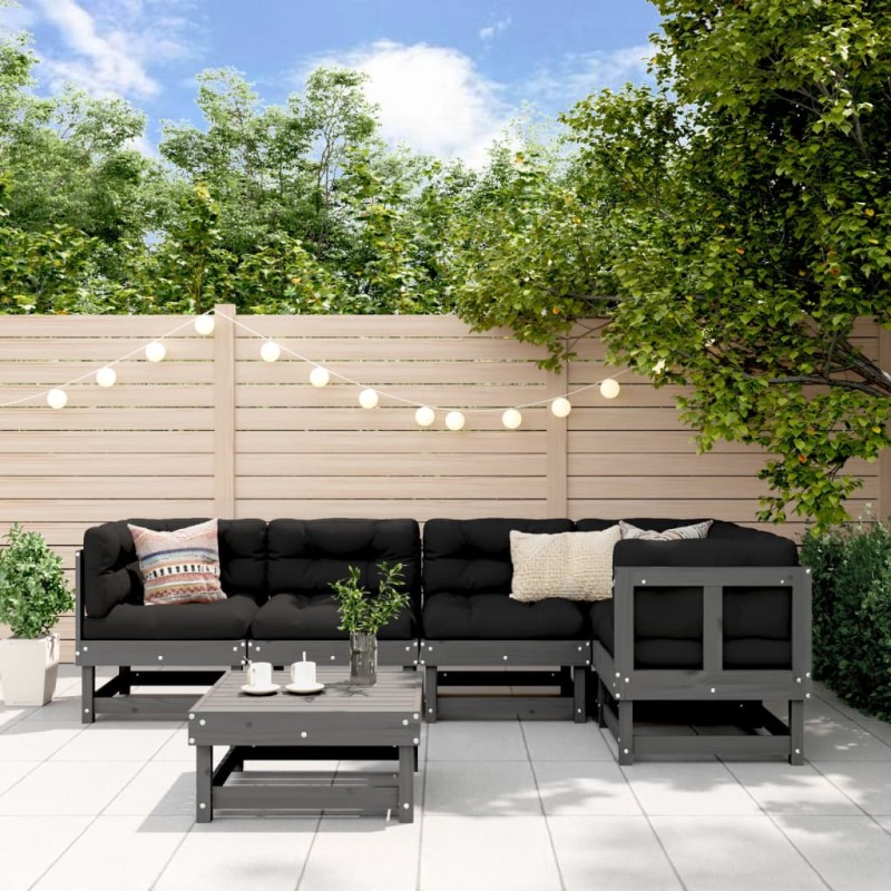 vidaXL 6-tlg. Garten-Lounge-Set Grau Massivholz Kiefer vidaXL 6-tlg. Garten-Lounge-Set Grau Massivholz Kiefer