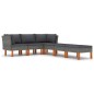 6-tlg. Garten-Lounge-Set mit Kissen Poly Rattan Grau 6-tlg. Garten-Lounge-Set mit Kissen Poly Rattan Grau