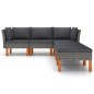 6-tlg. Garten-Lounge-Set mit Kissen Poly Rattan Grau 6-tlg. Garten-Lounge-Set mit Kissen Poly Rattan Grau