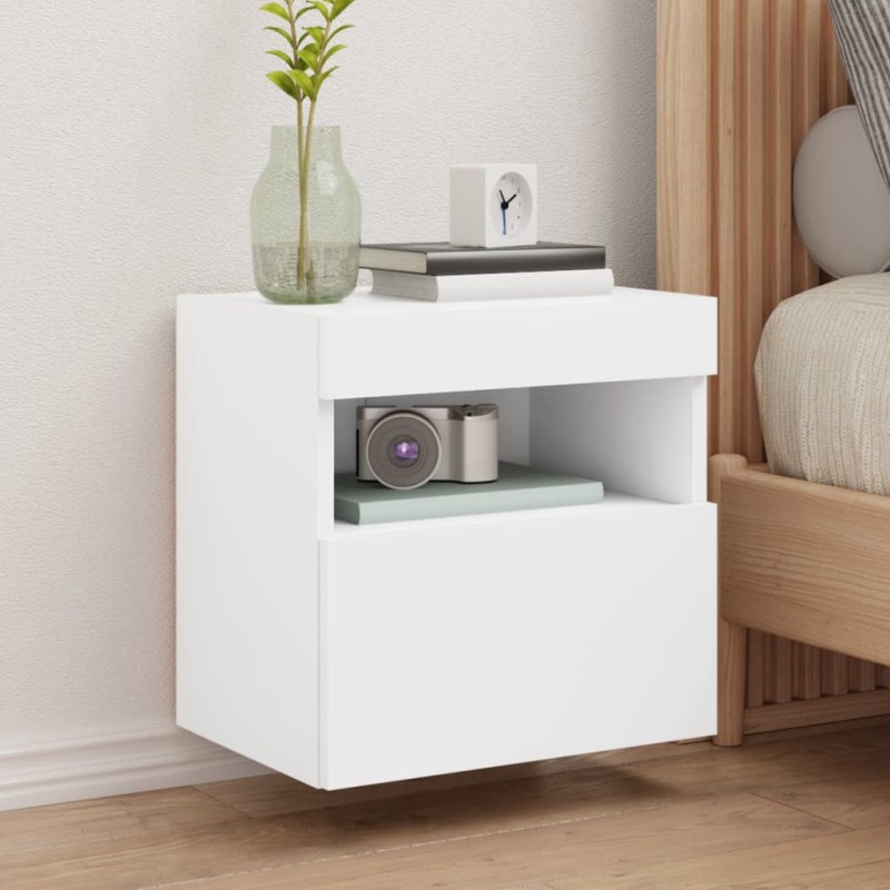 vidaXL TV-Wandschrank mit LED-Leuchten Weiß 40x30x40 cm vidaXL TV-Wandschrank mit LED-Leuchten Weiß 40x30x40 cm
