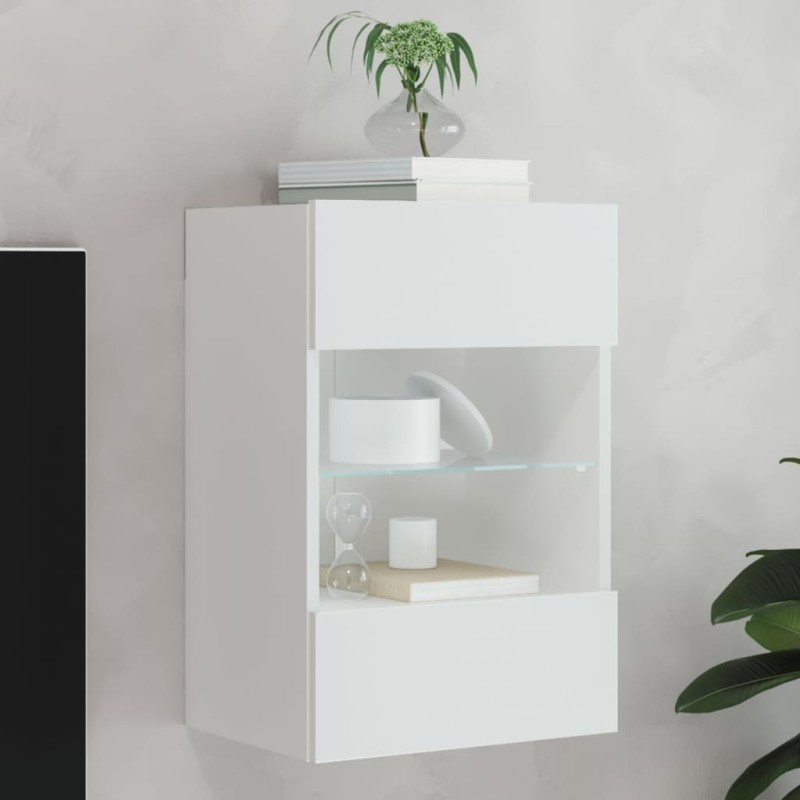 vidaXL TV-Wandschrank mit LED-Leuchten Weiß 40x30x60,5 cm vidaXL TV-Wandschrank mit LED-Leuchten Weiß 40x30x60,5 cm