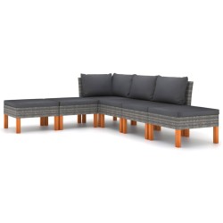 vidaXL 6-tlg. Garten-Lounge-Set mit Kissen Poly Rattan Grau