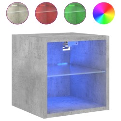 vidaXL TV-Wandschrank mit LED-Leuchten Betongrau 30x28,5x30 cm