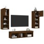 vidaXL 5-tlg. Wohnwand mit LED-Beleuchtung Braun Eichen-Optik vidaXL 5-tlg. Wohnwand mit LED-Beleuchtung Braun Eichen-Optik