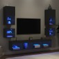 vidaXL 8-tlg. Wohnwand mit LED-Beleuchtung Schwarz Holzwerkstoff vidaXL 8-tlg. Wohnwand mit LED-Beleuchtung Schwarz Holzwerkstoff