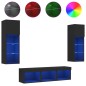 vidaXL 5-tlg. Wohnwand mit LED-Beleuchtung Schwarz Holzwerkstoff vidaXL 5-tlg. Wohnwand mit LED-Beleuchtung Schwarz Holzwerkstoff