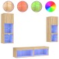 vidaXL 6-tlg. Wohnwand mit LED-Beleuchtung Sonoma-Eiche Holzwerkstoff vidaXL 6-tlg. Wohnwand mit LED-Beleuchtung Sonoma-Eiche Holzwerkstoff