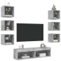 vidaXL 8-tlg. Wohnwand mit LED-Beleuchtung Betongrau Holzwerkstoff vidaXL 8-tlg. Wohnwand mit LED-Beleuchtung Betongrau Holzwerkstoff