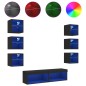 vidaXL 8-tlg. Wohnwand mit LED-Beleuchtung Schwarz Holzwerkstoff vidaXL 8-tlg. Wohnwand mit LED-Beleuchtung Schwarz Holzwerkstoff