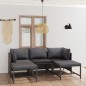 5-tlg. Garten-Lounge-Set mit Kissen Poly Rattan Grau 5-tlg. Garten-Lounge-Set mit Kissen Poly Rattan Grau