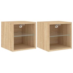 vidaXL TV-Wandschränke mit LED-Leuchten 2 Stk. Sonoma-Eiche