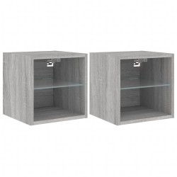 vidaXL TV-Wandschränke mit LED-Leuchten 2 Stk. Grau Sonoma