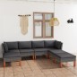 vidaXL 7-tlg. Garten-Lounge-Set mit Kissen Poly Rattan Grau vidaXL 7-tlg. Garten-Lounge-Set mit Kissen Poly Rattan Grau