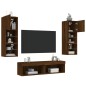 vidaXL 6-tlg. Wohnwand mit LED-Beleuchtung Braun Eichen-Optik vidaXL 6-tlg. Wohnwand mit LED-Beleuchtung Braun Eichen-Optik