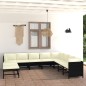 11-tlg. Garten-Lounge-Set mit Kissen Poly Rattan Schwarz 11-tlg. Garten-Lounge-Set mit Kissen Poly Rattan Schwarz