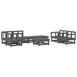 vidaXL 8-tlg. Garten-Lounge-Set Grau Massivholz Kiefer