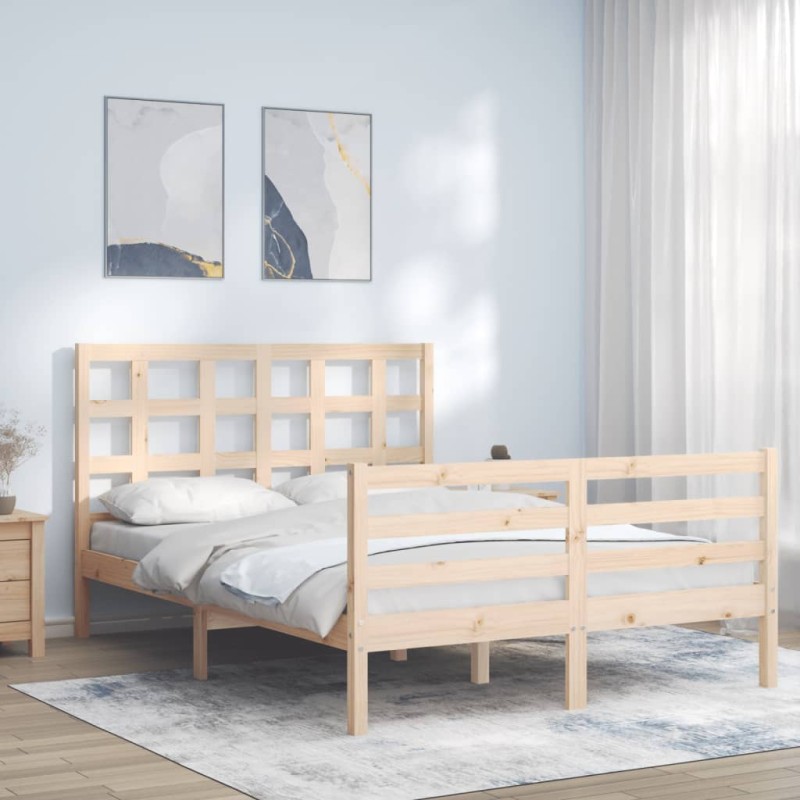 vidaXL Massivholzbett mit Kopfteil 140x190 cm vidaXL Massivholzbett mit Kopfteil 140x190 cm