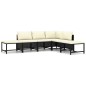 6-tlg. Garten-Lounge-Set mit Kissen Poly Rattan Schwarz 6-tlg. Garten-Lounge-Set mit Kissen Poly Rattan Schwarz