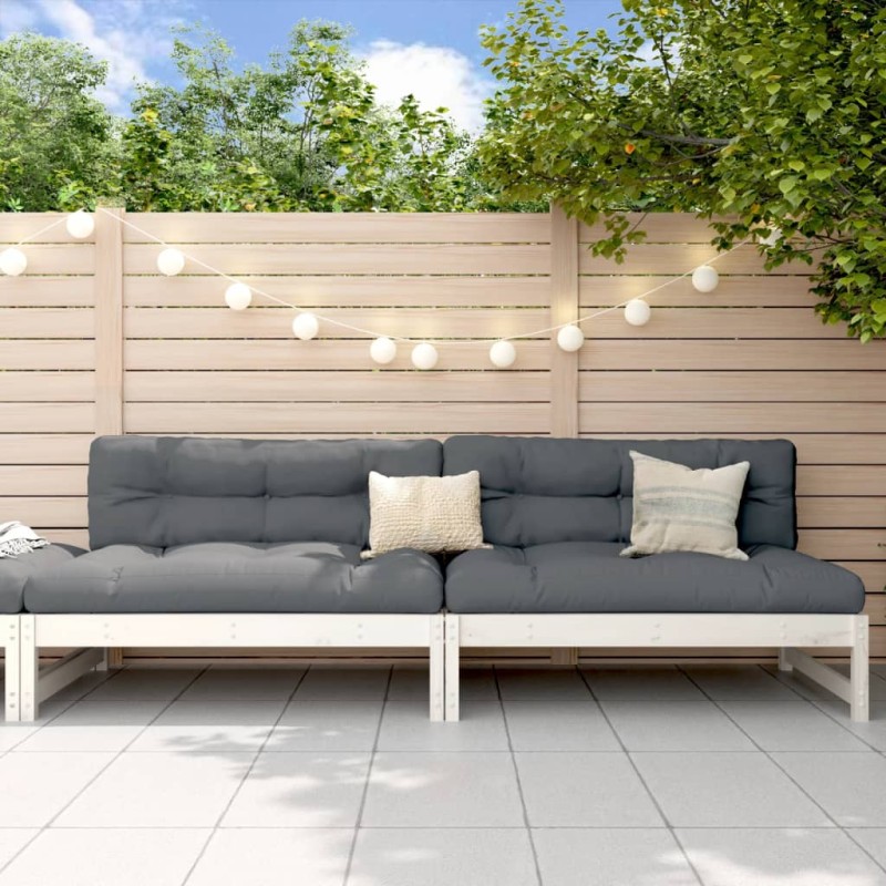 vidaXL Garten-Mittelsofas 2 Stk. Weiß 120x80 cm Massivholz Kiefer vidaXL Garten-Mittelsofas 2 Stk. Weiß 120x80 cm Massivholz Kiefer