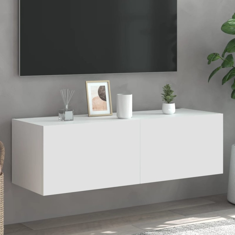 vidaXL TV-Wandschrank mit LED-Leuchten Weiß 100x35x31 cm vidaXL TV-Wandschrank mit LED-Leuchten Weiß 100x35x31 cm