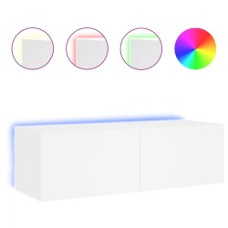 vidaXL TV-Wandschrank mit LED-Leuchten Weiß 100x35x31 cm