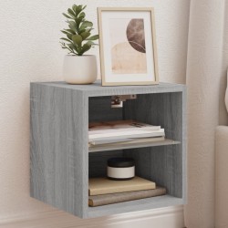 vidaXL TV-Wandschrank mit LED-Leuchten Grau Sonoma 30x28,5x30 cm