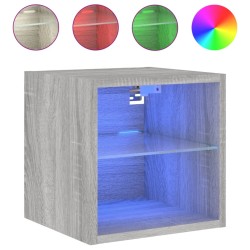 vidaXL TV-Wandschrank mit LED-Leuchten Grau Sonoma 30x28,5x30 cm