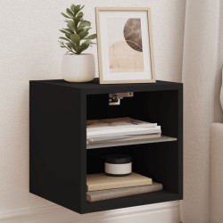 vidaXL TV-Wandschränke mit LED-Leuchten 2 Stk. Schwarz 30x28,5x30 cm