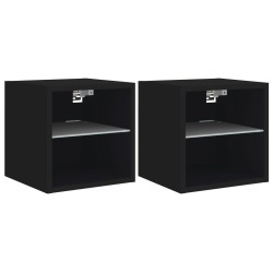 vidaXL TV-Wandschränke mit LED-Leuchten 2 Stk. Schwarz 30x28,5x30 cm