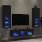 vidaXL 5-tlg. Wohnwand mit LED-Beleuchtung Schwarz Holzwerkstoff vidaXL 5-tlg. Wohnwand mit LED-Beleuchtung Schwarz Holzwerkstoff