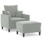 vidaXL Sessel mit Hocker Hellgrau 60 cm Samt vidaXL Sessel mit Hocker Hellgrau 60 cm Samt
