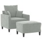 vidaXL Sessel mit Hocker Hellgrau 60 cm Samt vidaXL Sessel mit Hocker Hellgrau 60 cm Samt