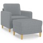 vidaXL Sessel mit Hocker Hellgrau 60 cm Stoff vidaXL Sessel mit Hocker Hellgrau 60 cm Stoff