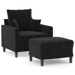vidaXL Sessel mit Hocker Schwarz 60 cm Samt