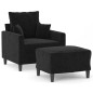 vidaXL Sessel mit Hocker Schwarz 60 cm Samt vidaXL Sessel mit Hocker Schwarz 60 cm Samt