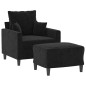vidaXL Sessel mit Hocker Schwarz 60 cm Samt vidaXL Sessel mit Hocker Schwarz 60 cm Samt