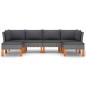 6-tlg. Garten-Lounge-Set mit Kissen Poly Rattan Grau 6-tlg. Garten-Lounge-Set mit Kissen Poly Rattan Grau