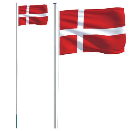 vidaXL Flagge Dänemarks mit Mast 6,23 m Aluminium